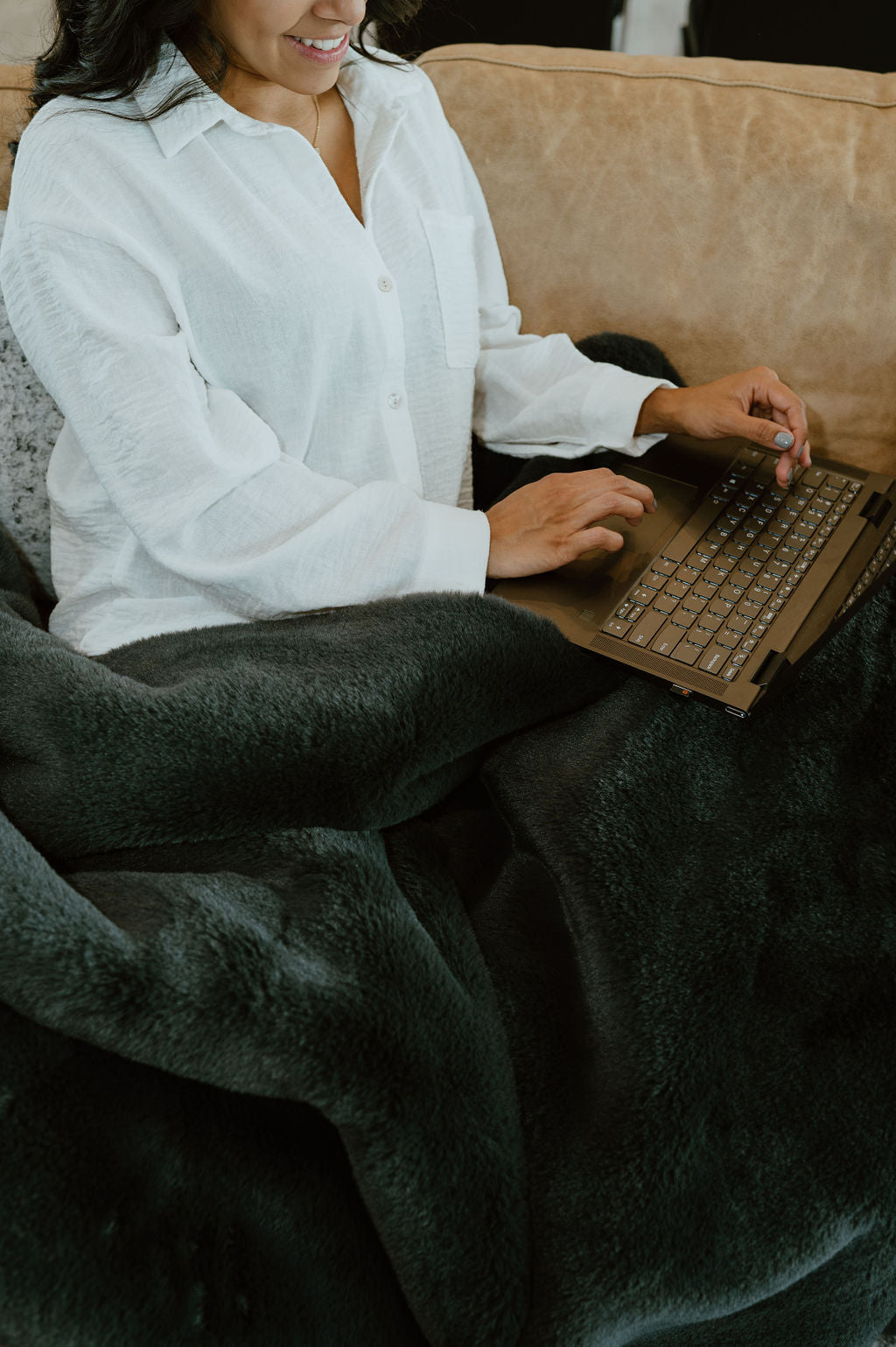 Double Sided Faux Fur Blanket Black