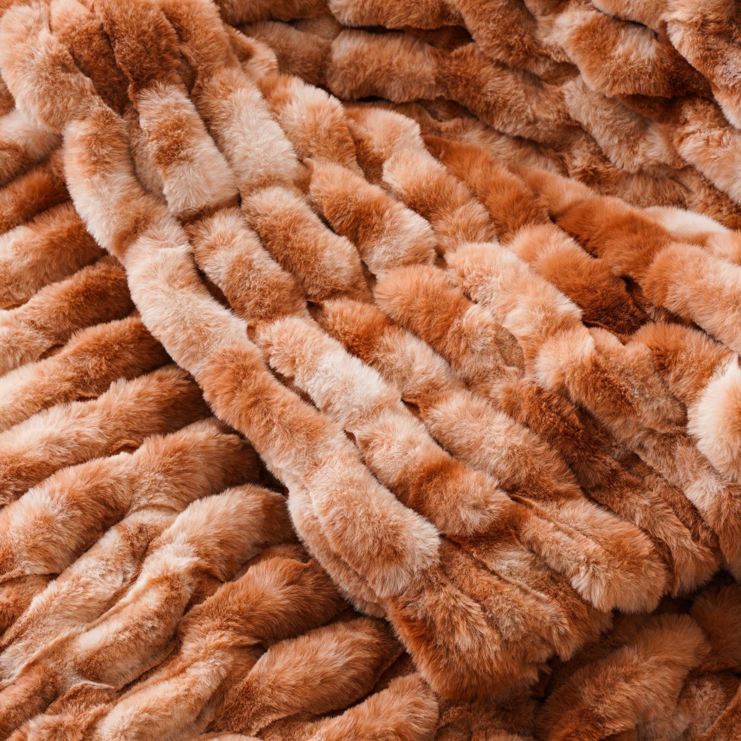 Double Sided Faux Fur Blanket Stretch Brown